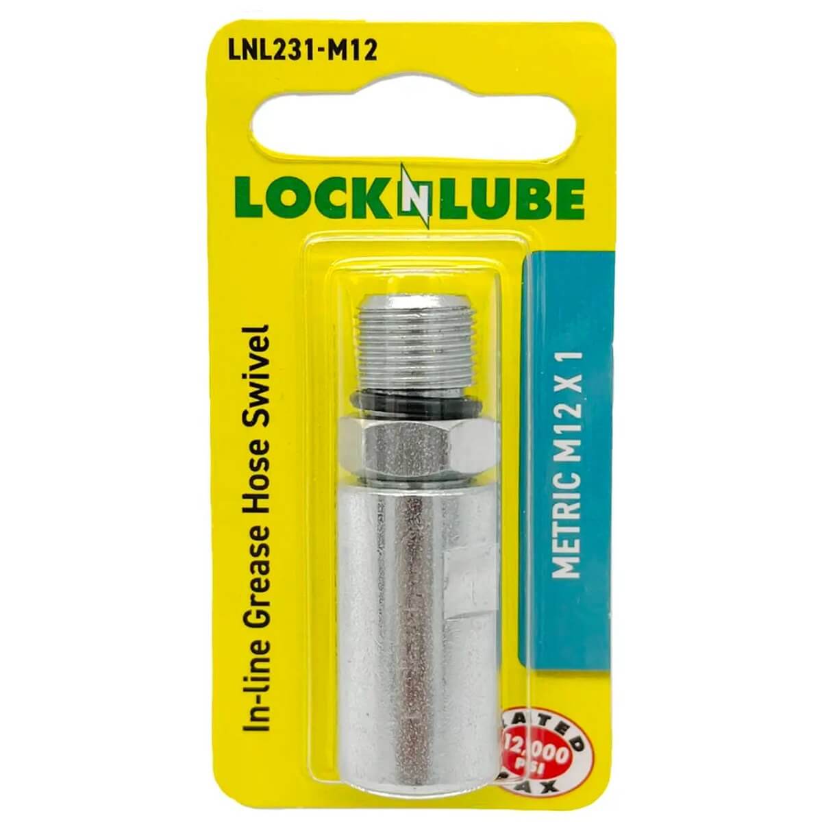 LockNLube LNL231-M12 - Inline Grease Hose Swivel (M12 x 1 Metric)