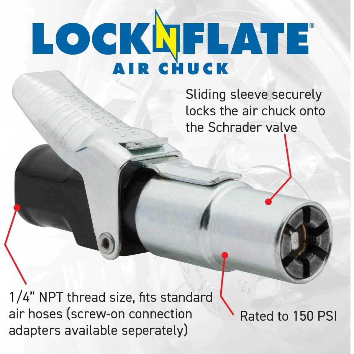 LockNLube LNL65002 - LockNFlate® Locking Air Chuck (Closed Flow)