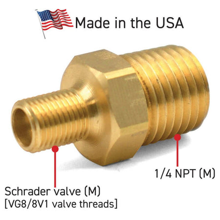 LockNLube LNL65196 - LockNFlate Tire Inflator Adapter, 1/4" NPT (M) to Schrader Valve (M)