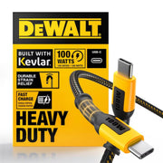 DEWALT 1310007DW2 - USB-C to USB-C 100W Kevlar Reinforced Braided Cable (6 ft)