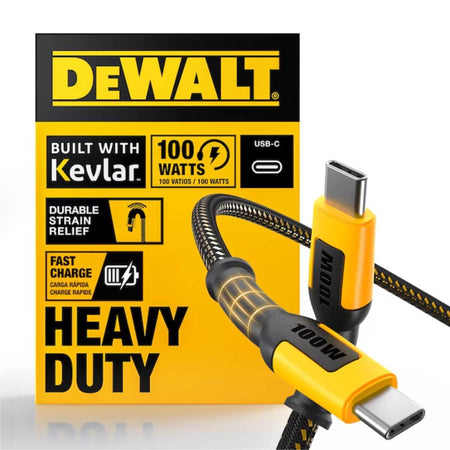 DEWALT 1310006DW2 - USB-C to USB-C 100W Kevlar Reinforced Braided Cable (4 ft)