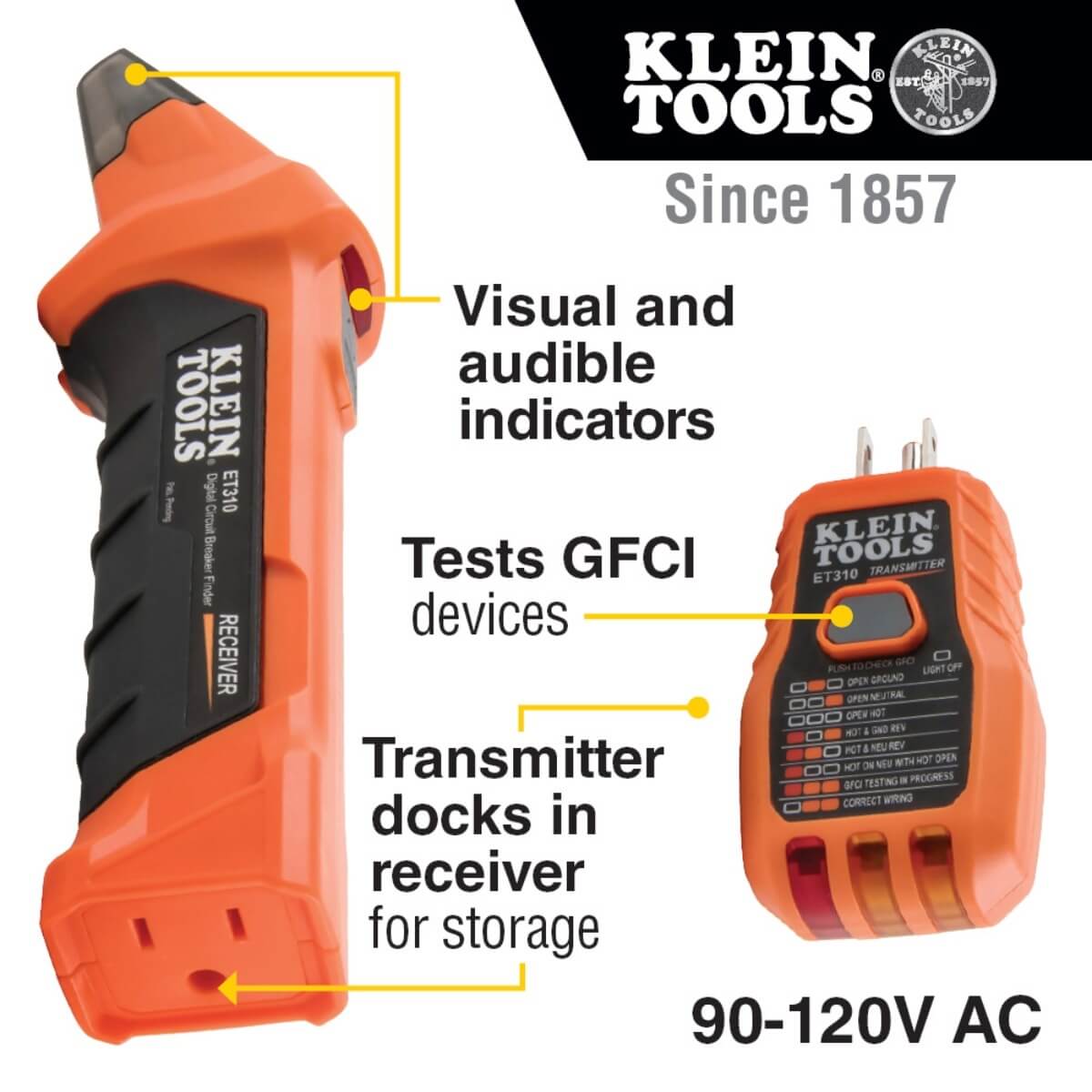 KLEIN KLE-ET310KIT - Circuit Breaker Finder Kit with GFCI Outlet Tester and Accessory Kit
