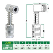 LockNLube LNL120 - 90-Degree Grease Coupler Adapter