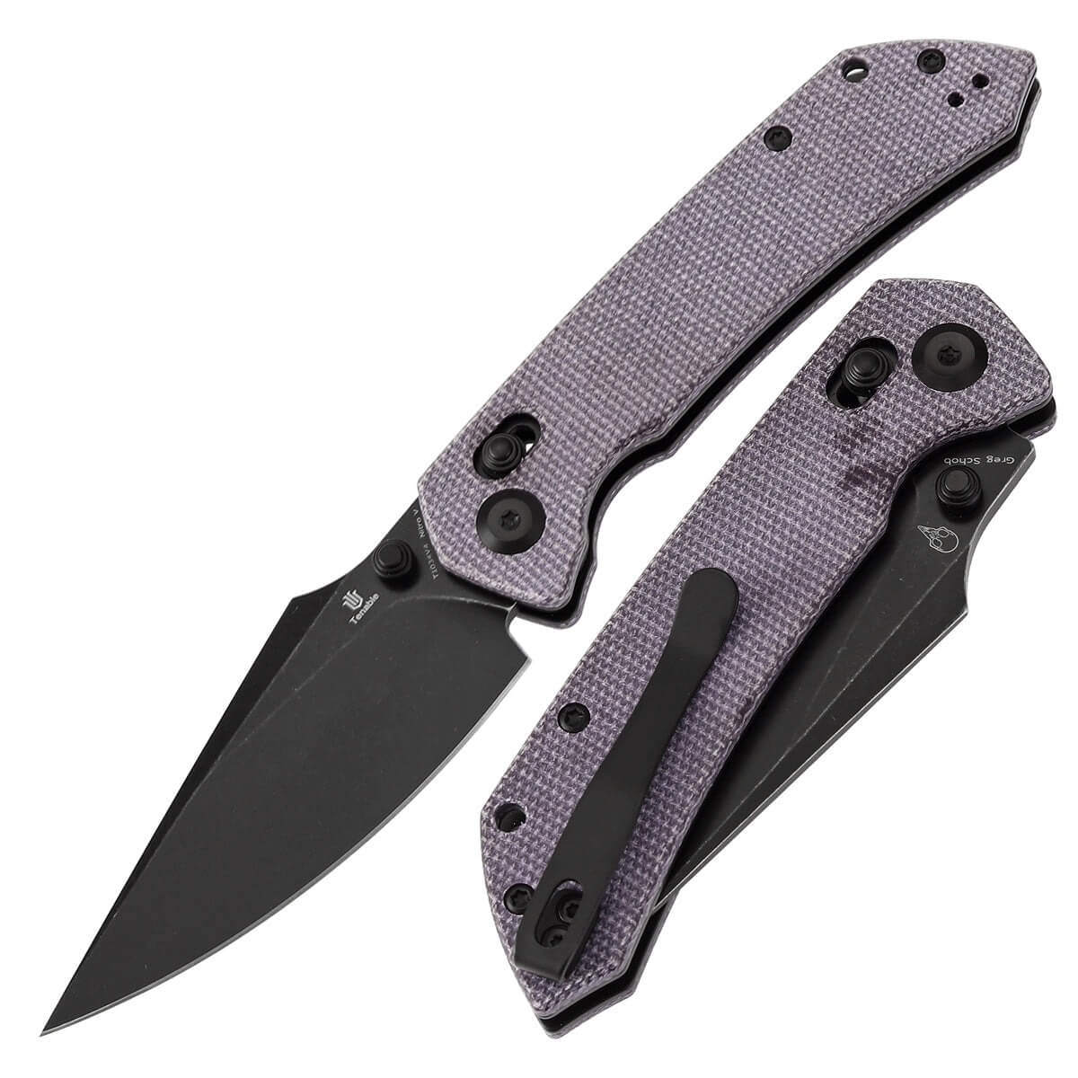 TENABLE TEN-T1034V4 - Fenrir Crossbar Lock Folding Knife - Purple Micarta / Blackwash Nitro-V