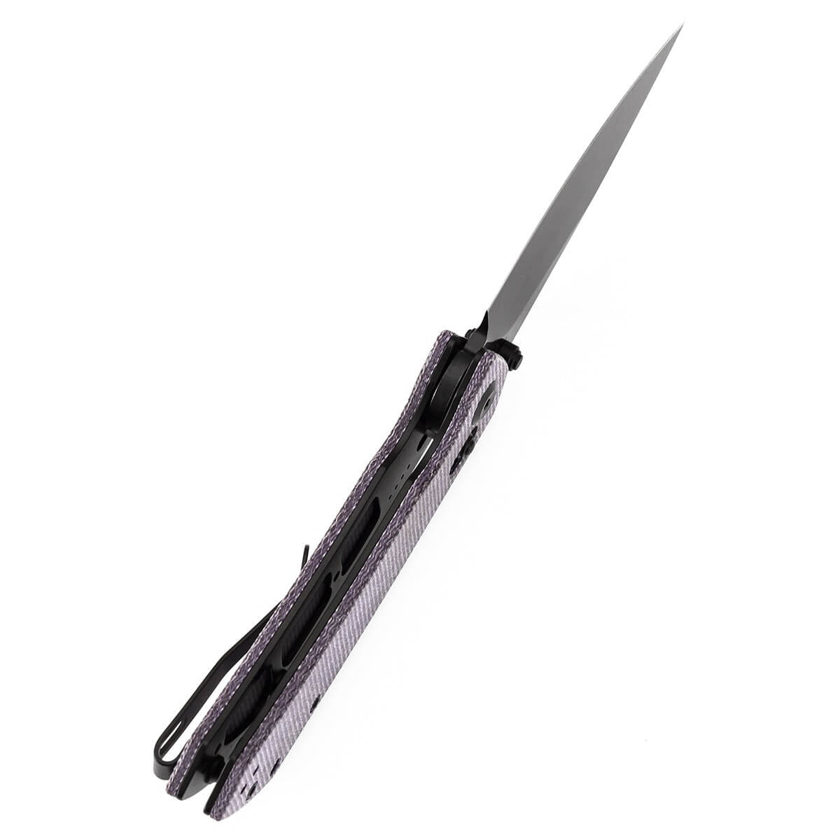 TENABLE TEN-T1034V4 - Fenrir Crossbar Lock Folding Knife - Purple Micarta / Blackwash Nitro-V