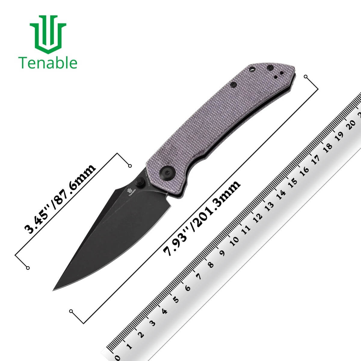 TENABLE TEN-T1034V4 - Fenrir Crossbar Lock Folding Knife - Purple Micarta / Blackwash Nitro-V