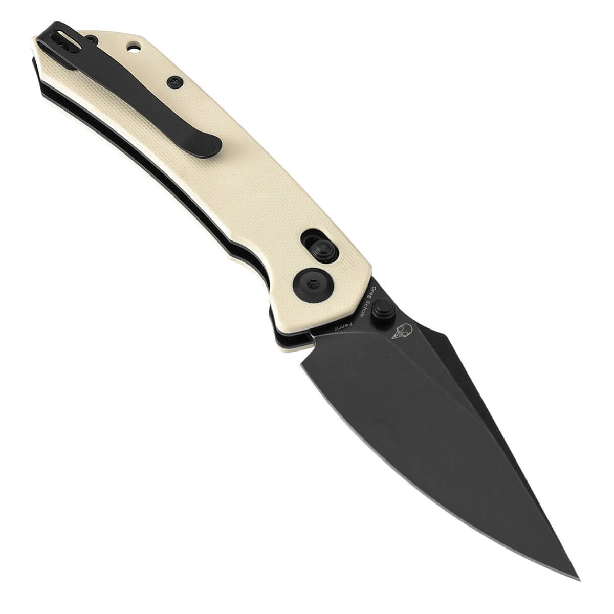 TENABLE TEN-T1034V11 - Fenrir Folding Knife, Ivory White G10, 3.48" Blackwashed Nitro-V Blade