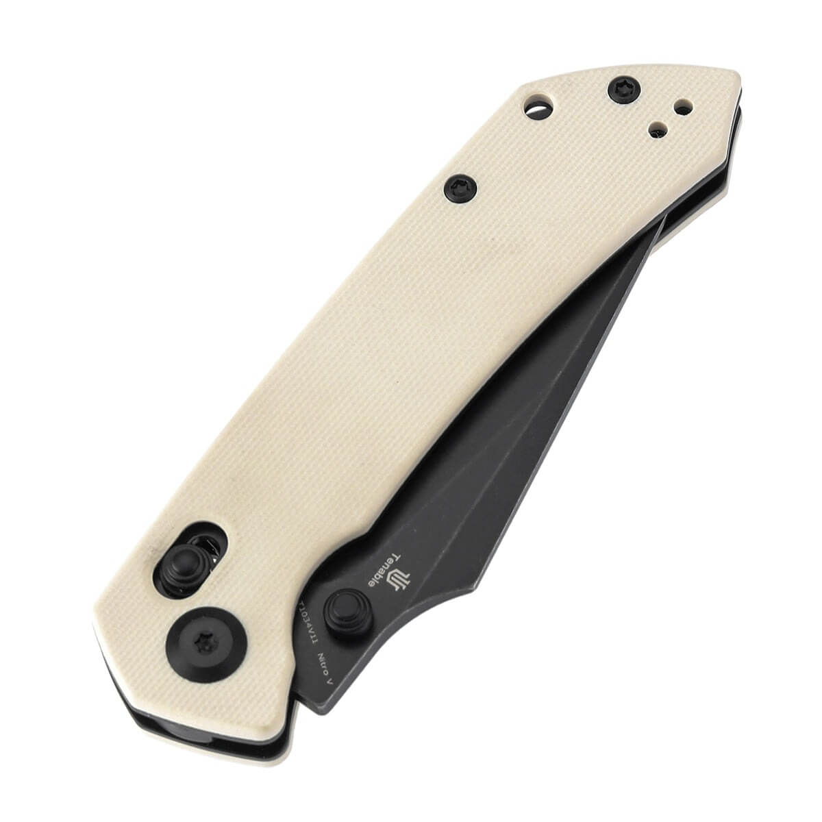 TENABLE TEN-T1034V11 - Fenrir Folding Knife, Ivory White G10, 3.48" Blackwashed Nitro-V Blade
