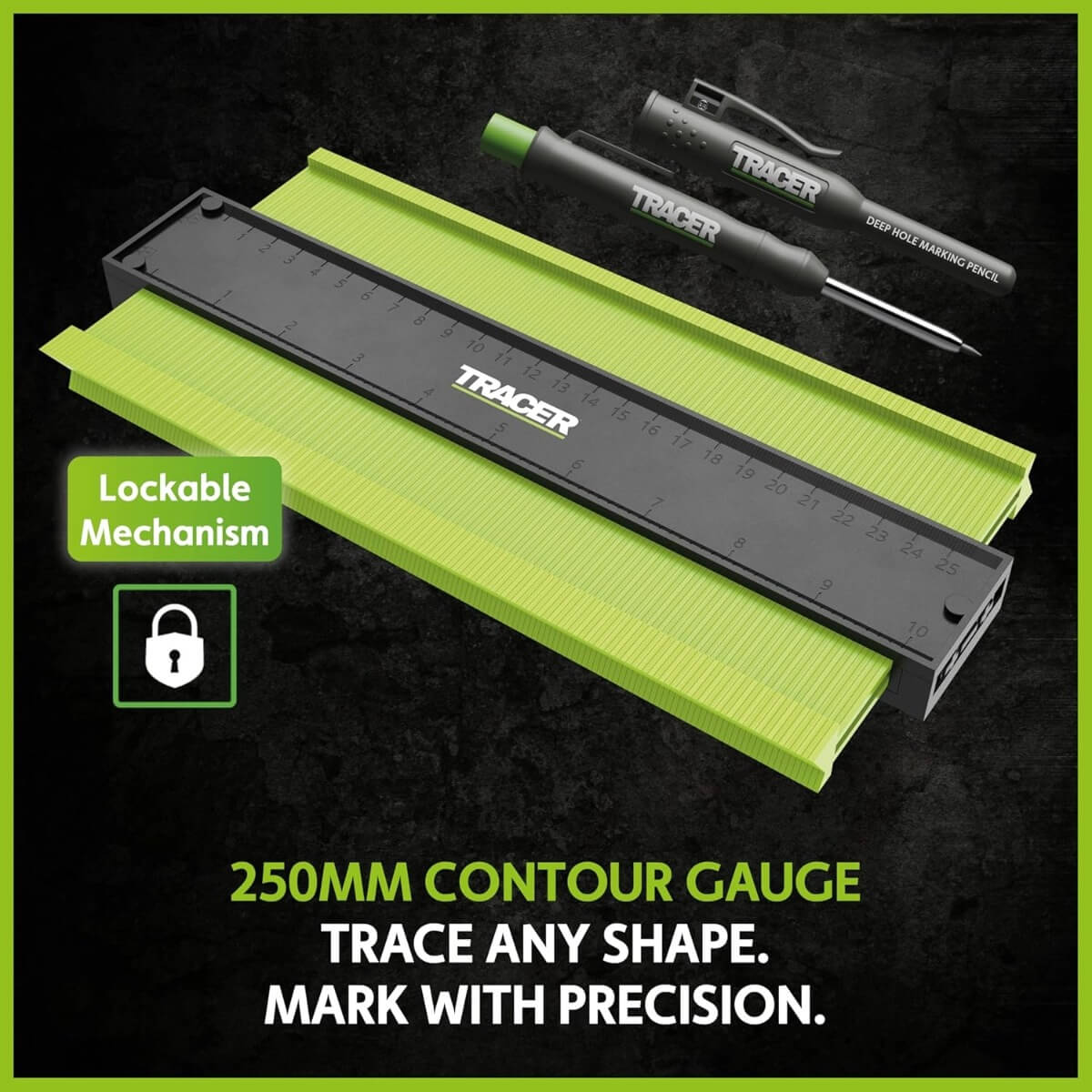OX ACG2 - Tracer 10" Contour Gauge with Deep Hole Pencil