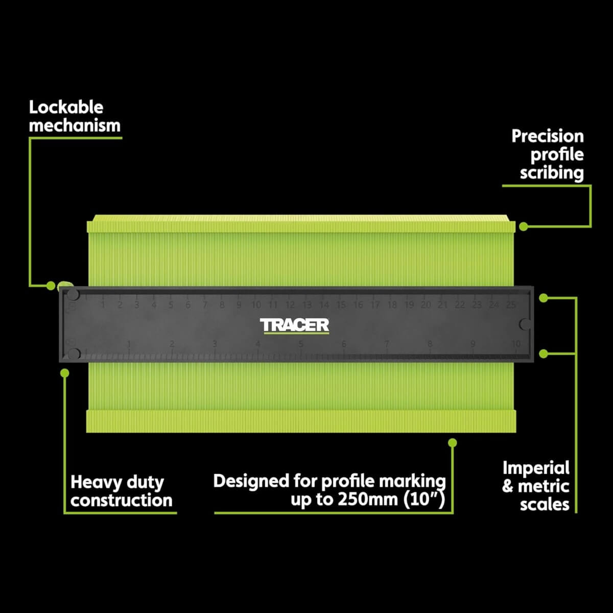 OX ACG2 - Tracer 10" Contour Gauge with Deep Hole Pencil