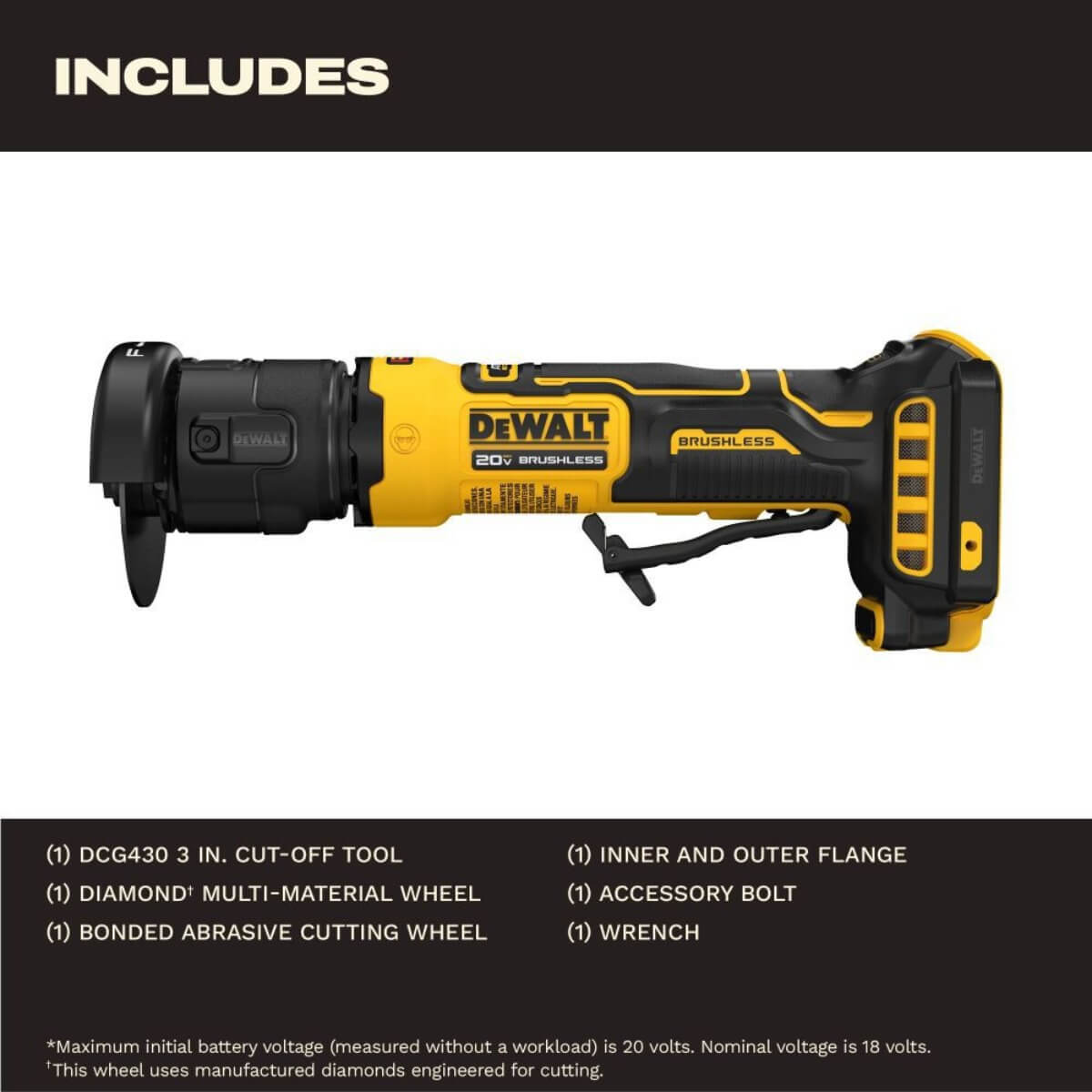 DEWALT DCG430B - ATOMIC™ 20V MAX* Brushless 3 in. Cut-Off Tool (Bare Tool)