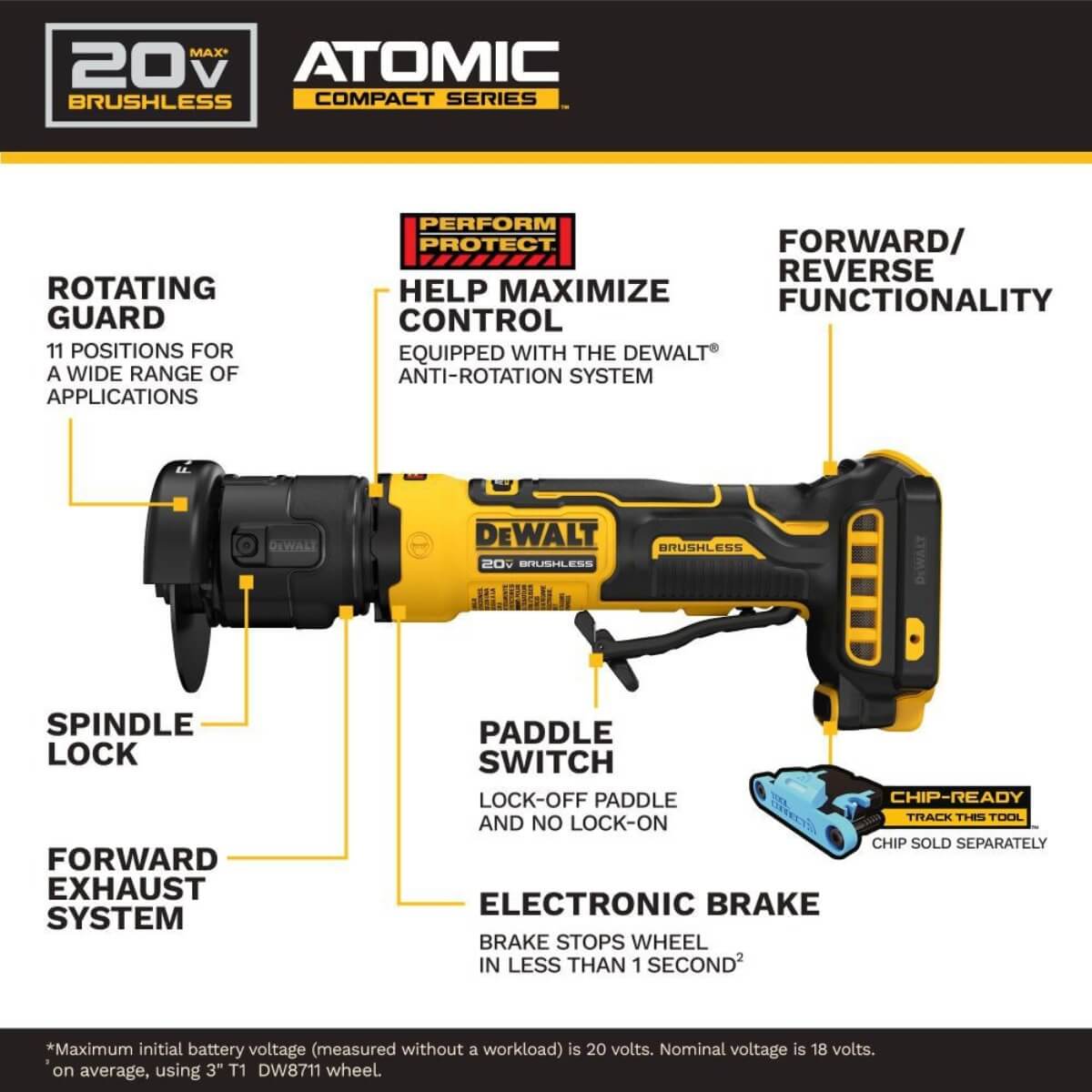 DEWALT DCG430B - ATOMIC™ 20V MAX* Brushless 3 in. Cut-Off Tool (Bare Tool)