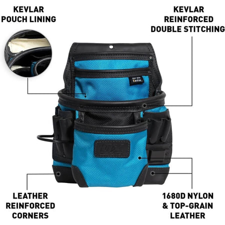 OX OX-U268501 - Ultimate 10-Pocket Leather & Nylon Fastener Pouch with Kevlar Reinforcement