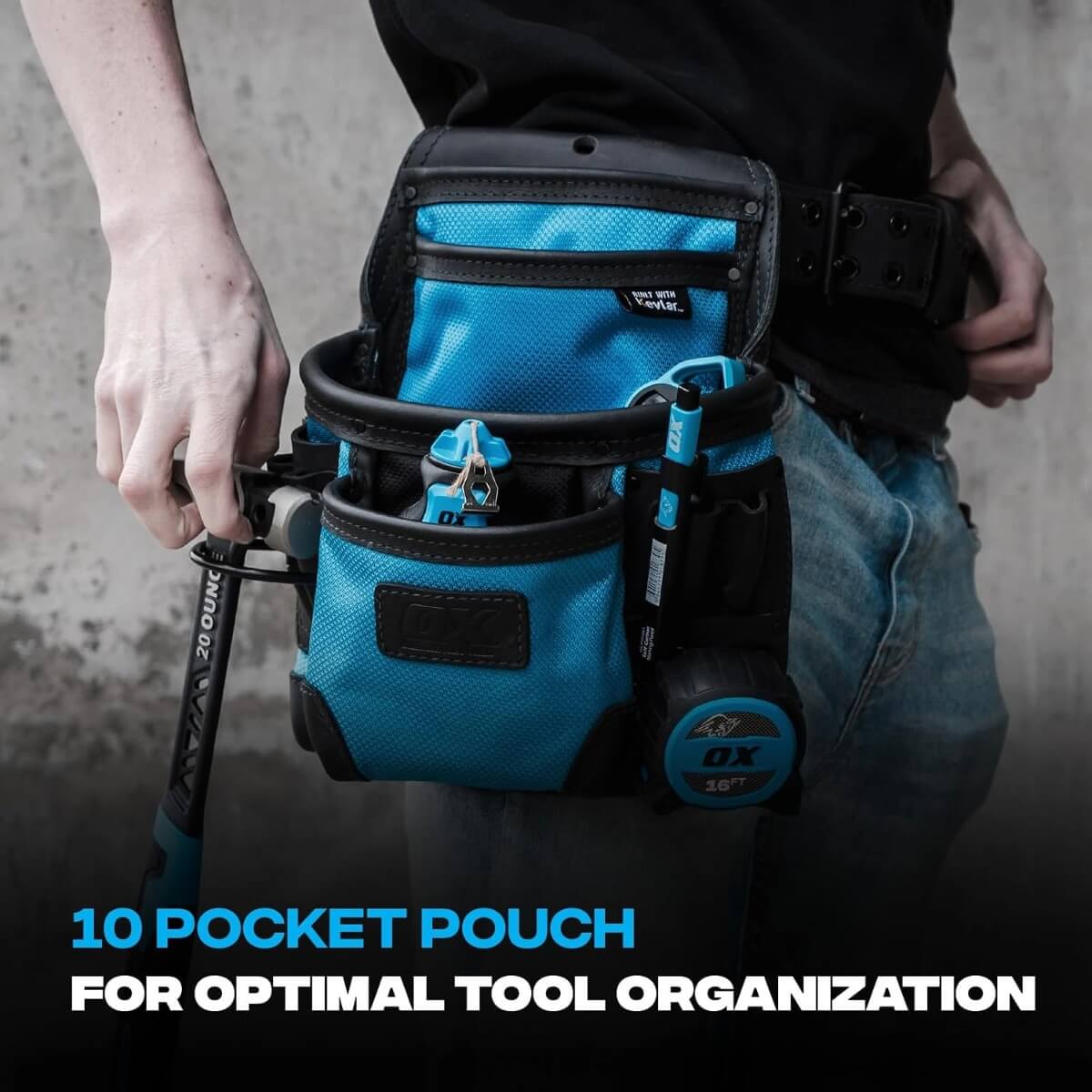 OX OX-U268501 - Ultimate 10-Pocket Leather & Nylon Fastener Pouch with Kevlar Reinforcement