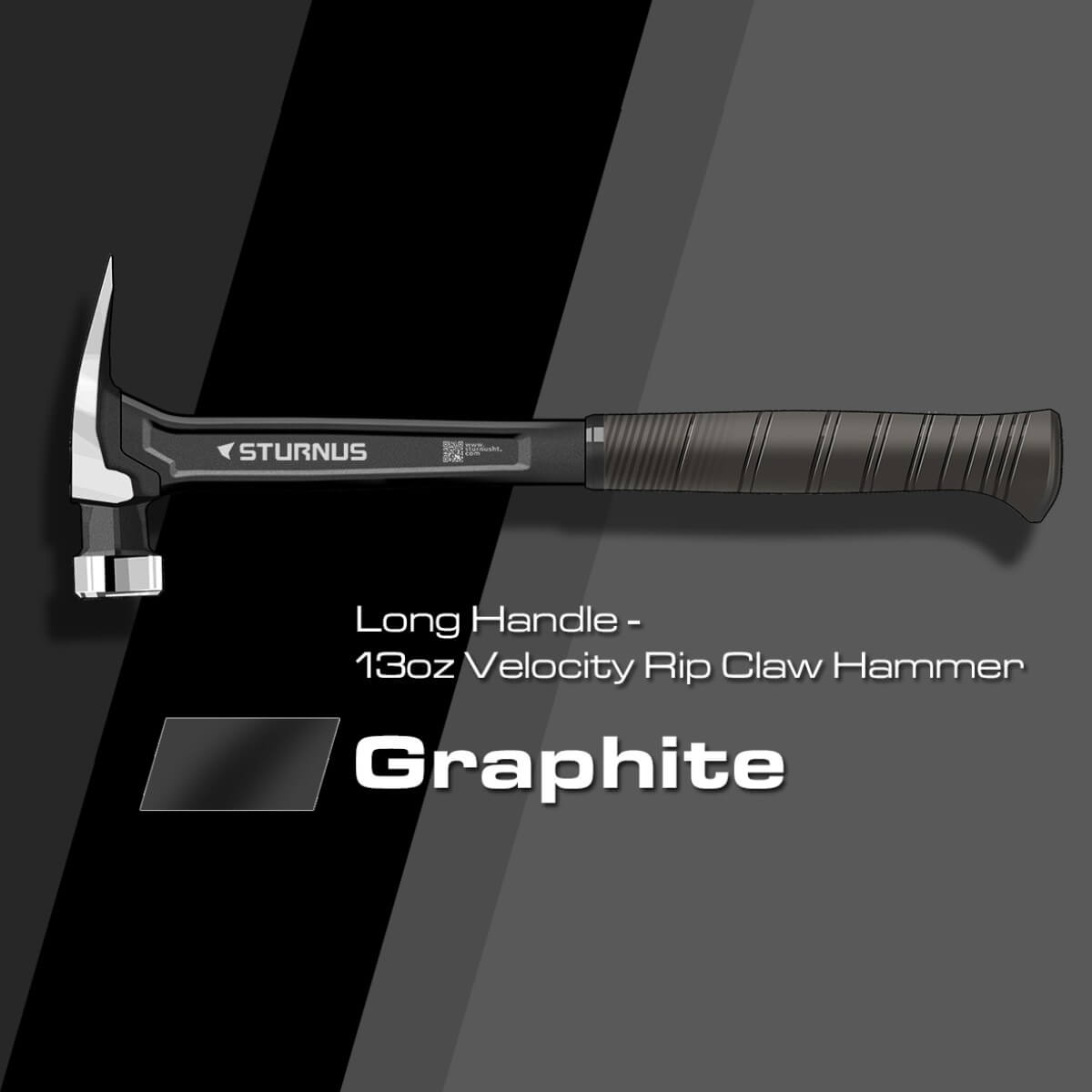STURNUS ST13OZ-M-LH-P01 - Velocity 13oz Milled Face Rip Claw Hammer, Long Handle - Graphite
