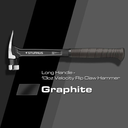 STURNUS ST13OZ-M-LH-P01 - Velocity 13oz Milled Face Rip Claw Hammer, Long Handle - Black