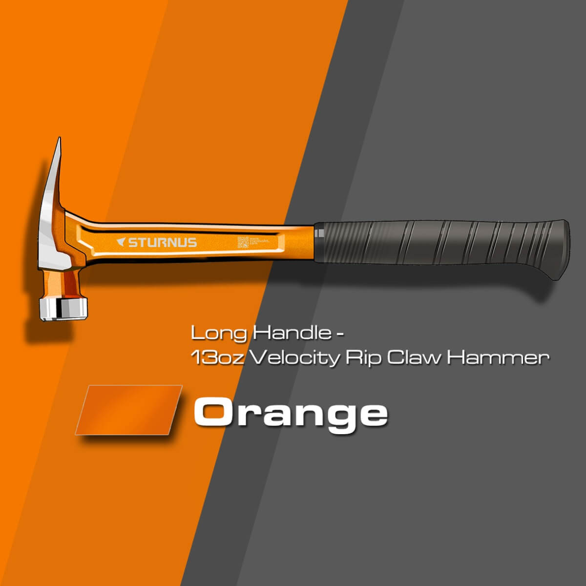 STURNUS ST13OZ-M-LH-P05 - Velocity 13oz Milled Face Rip Claw Hammer - 16" Long Handle (Orange)