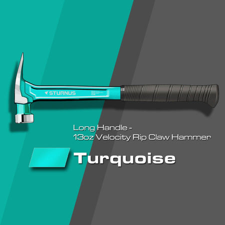 STURNUS ST13OZ-M-LH-P06 - Velocity 13oz Milled Face Framing Hammer - Turquoise, Long Handle