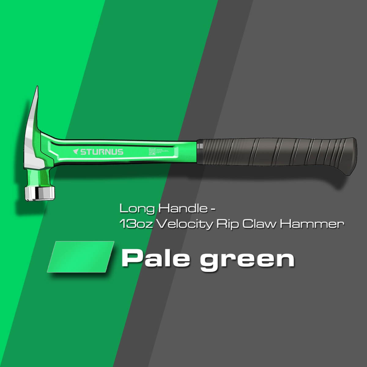 STURUS ST13OZ-M-LH-P07 - 13oz Velocity Rip Claw Hammer - Milled Face, Long Handle (Safety Green)