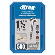 KREG SML-C150-500 - 1-1/2" Coarse-Thread Zinc Pocket-Hole Screws - 500 Count