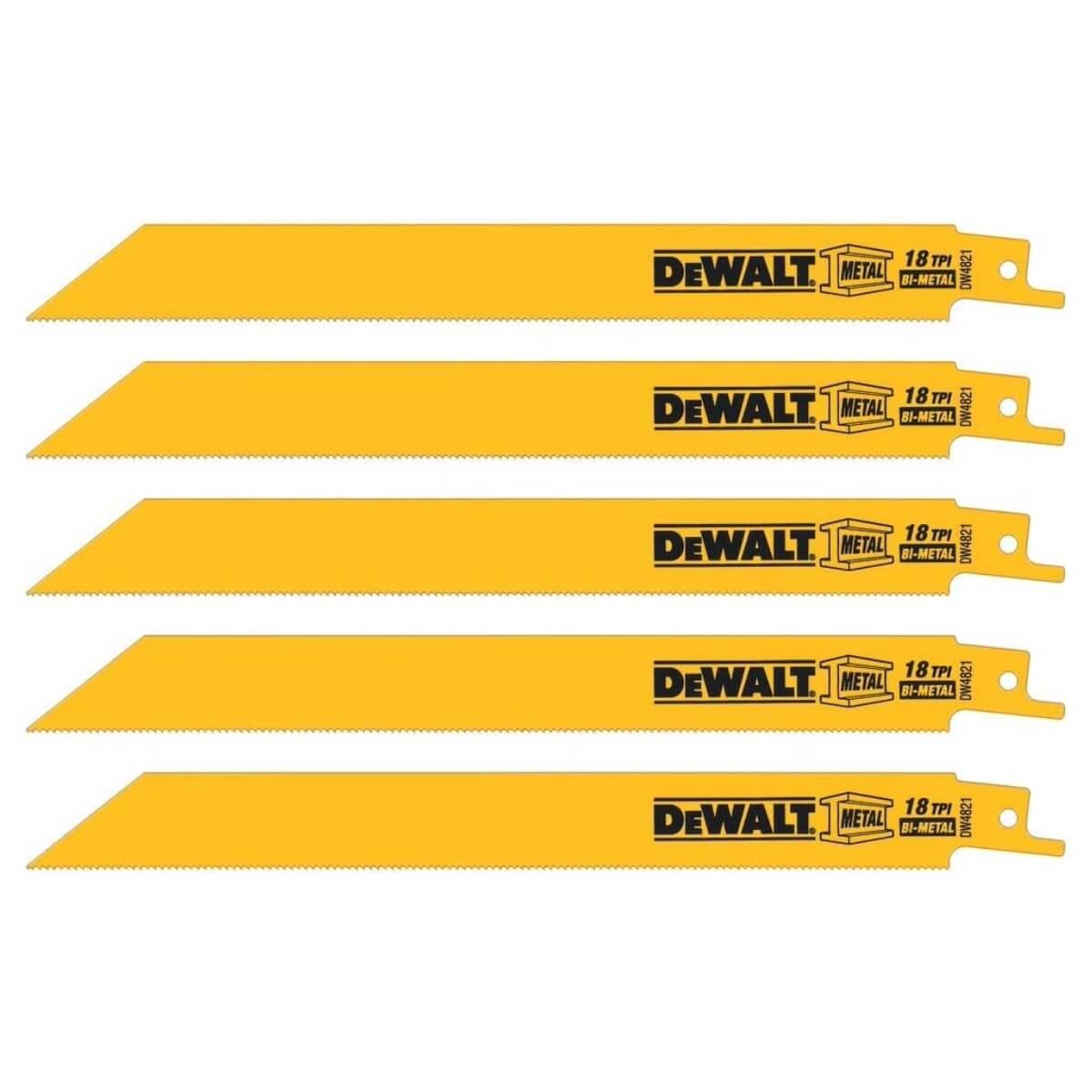 DEWALT DW4821 - 8-Inch 18 TPI Bi-Metal Reciprocating Saw Blade (5-Pack)