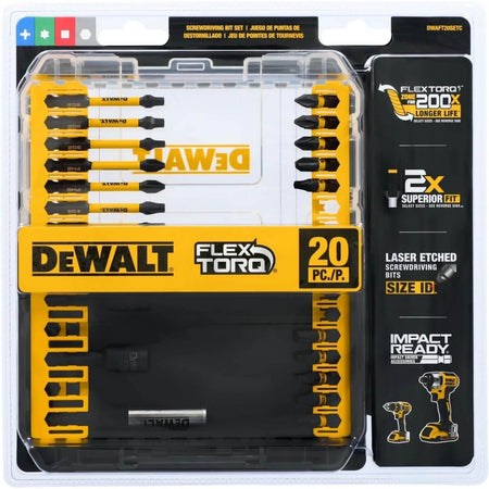 DEWALT DWAFT20SETC - FlexTorq Impact Driver Bit Set (20-Piece) with ToughCase+