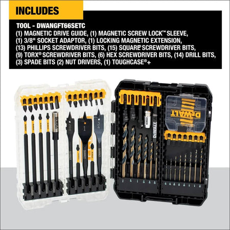 DEWALT DWANGFT66SETC - 66-Piece FLEXTORQ Impact Ready Drilling and Driving Bit Set with ToughCase+
