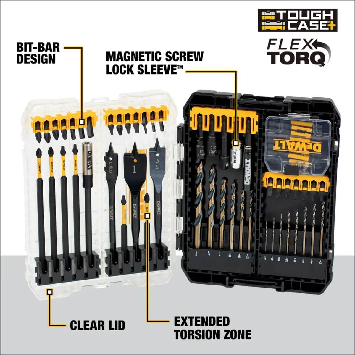 DEWALT DWANGFT66SETC - 66-Piece FLEXTORQ Impact Ready Drilling and Driving Bit Set with ToughCase+