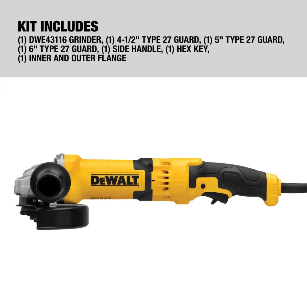 DEWALT DWE43116 - 4-1/2 in. - 6 in. High Performance Trigger Switch Grinder