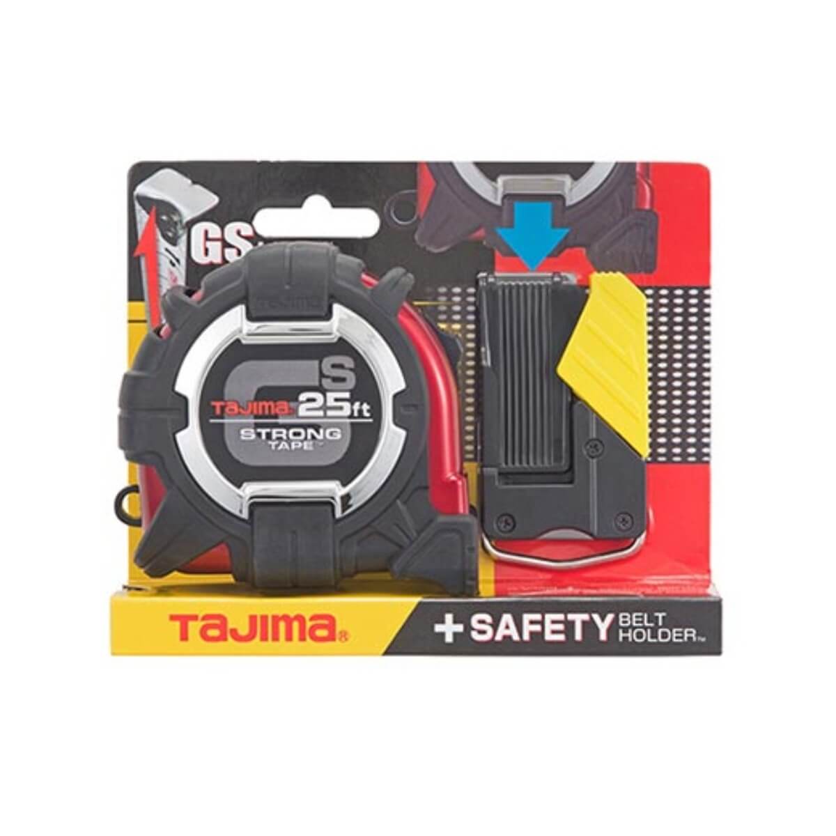 TAJIMA GSSF-25BW - GS Lock 25ft x 1.1-in Measuring Tape with Safety Belt Holder