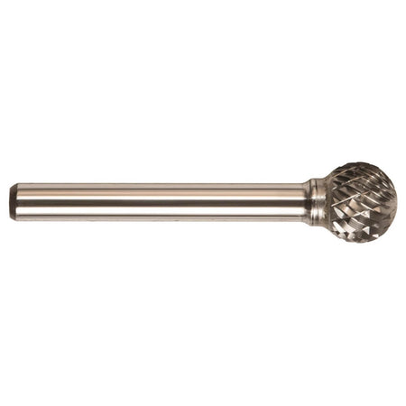DRILLCO WAL-7D132ADC - SD-5 Ball Shape Solid Carbide Burr - 1/2" x 1/2", 1/4" Shank, Double Cut