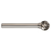 DRILLCO WAL-7DAL132 - 1/2" Aluminum Cut Ball Shape Solid Carbide Burr (SD-5NF)
