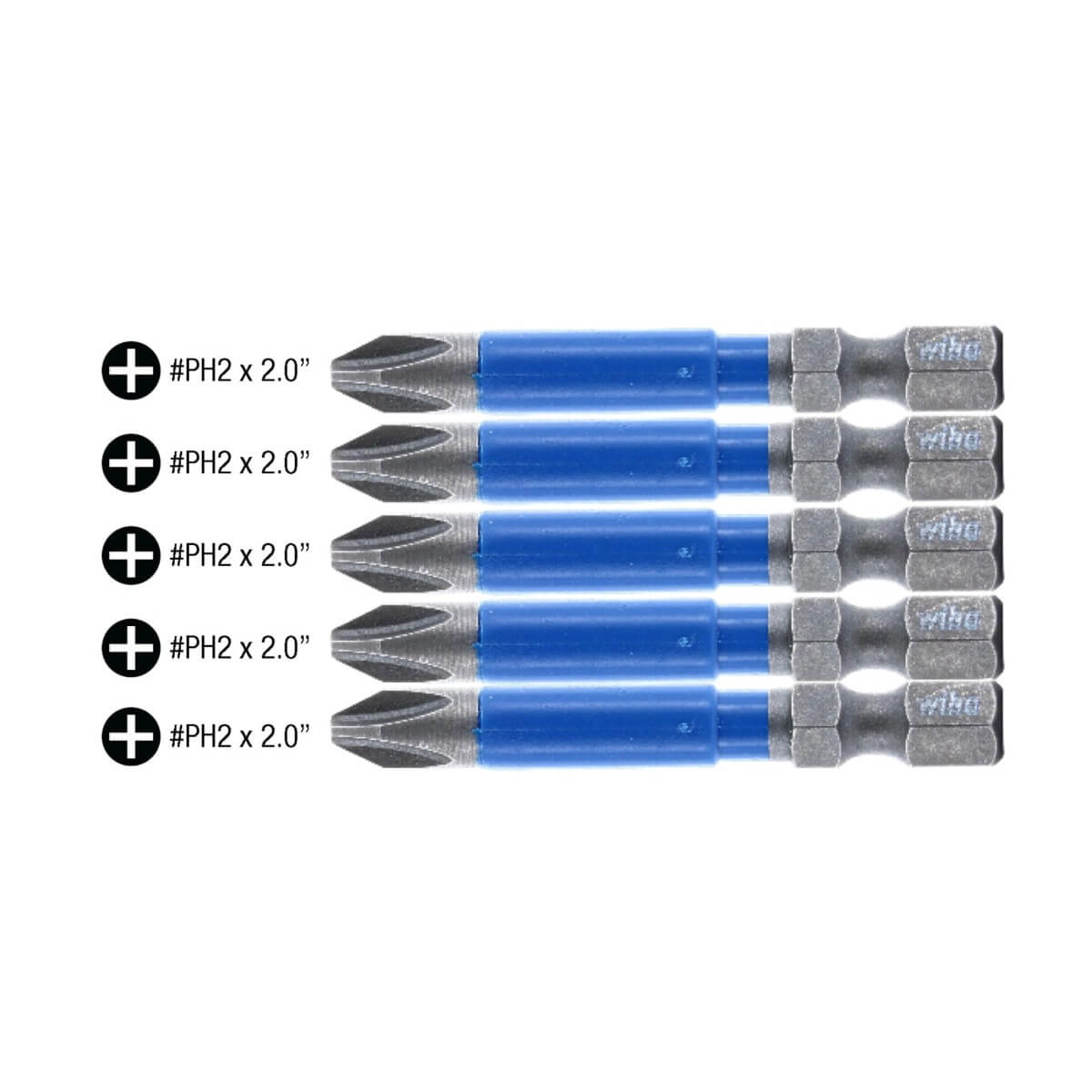 WIHA 70269 - TerminatorBlue Phillips #2 Impact Bits - 2 Inch (5 Pack)