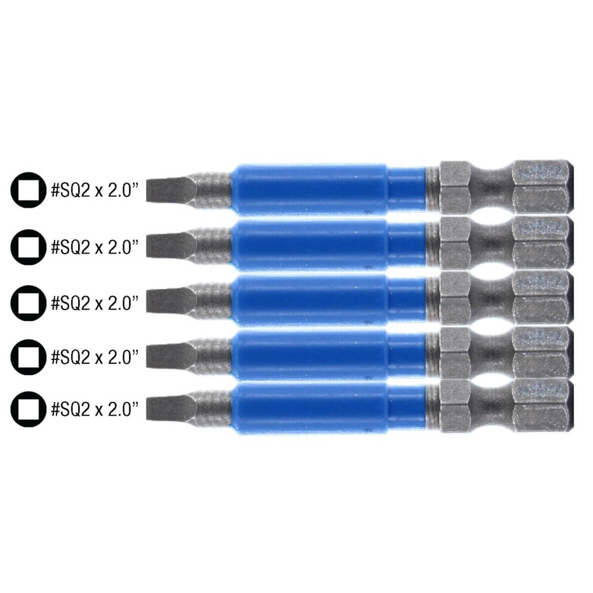 WIHA 70282 - Terminator Blue Impact Square #2 Power Bit - 2" (5 Pack)
