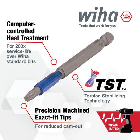 WIHA 70322 - TerminatorBlue Impact Bit Torx T30 - 3.5 Inch 2-Pack