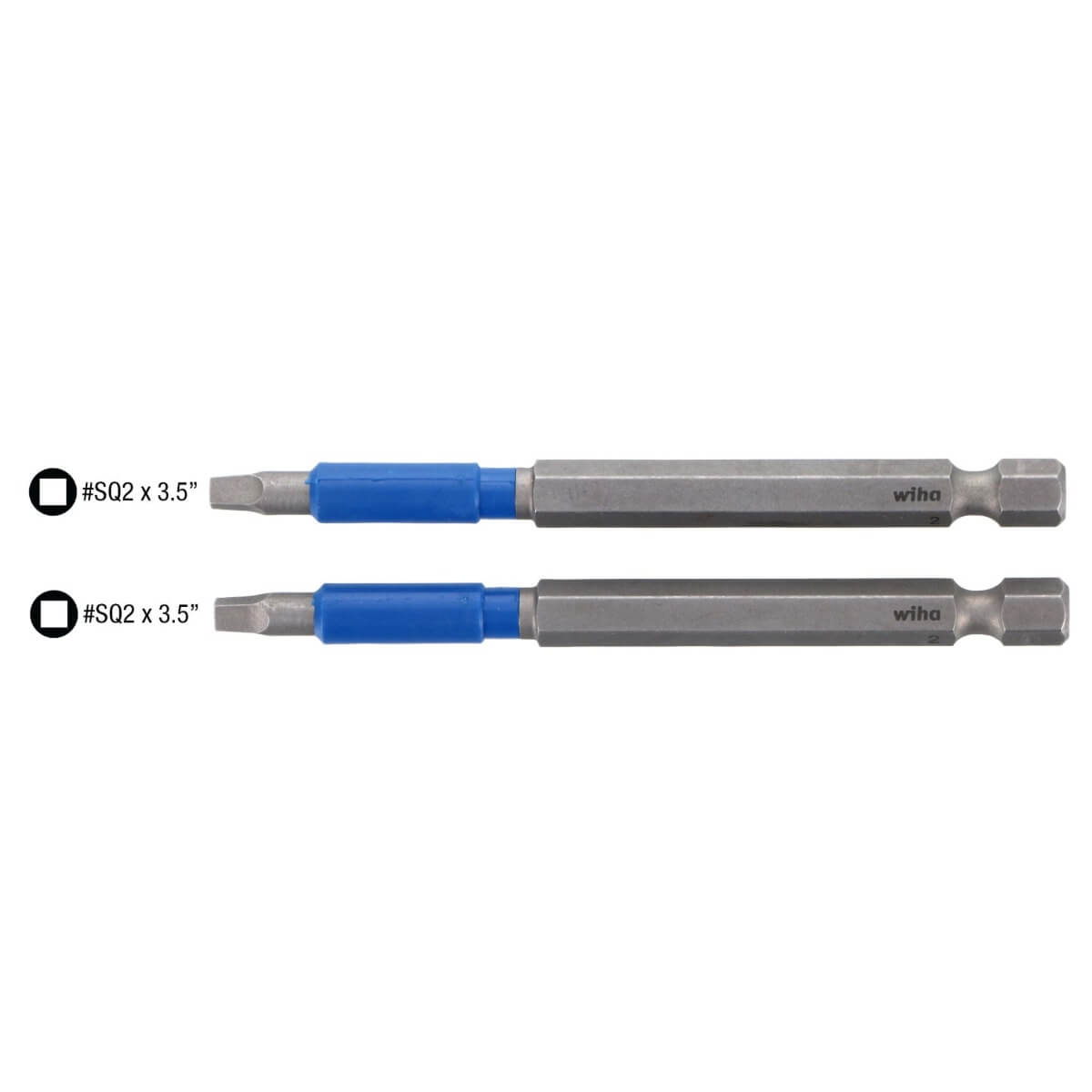 WIHA 70325 TerminatorBlue Impact Bit Square #2, 3.5-Inch (2-Pack)