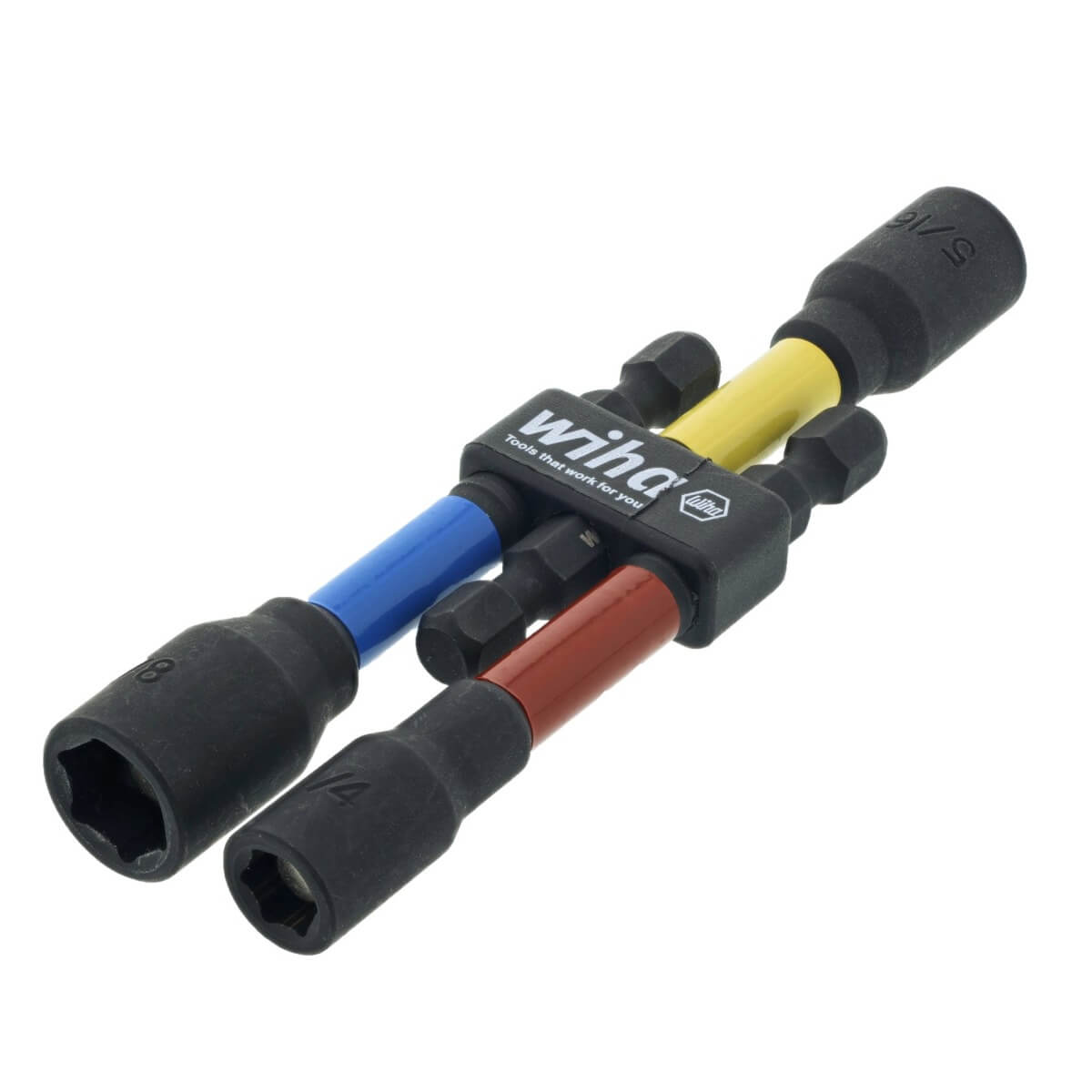 WIHA 70489 - 3-Piece Color Coded Magnetic Nut Setter SAE Set (3-Inch)