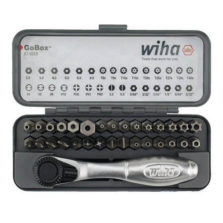 WIHA 74958 - 32-Piece GoBox Security Bit Set with Mini Ratchet