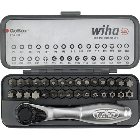 WIHA 74959 - 32-Piece GoBox Master Torx Bit Set with Mini Ratchet