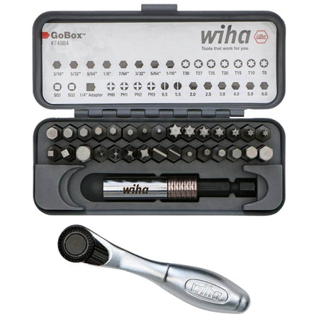 WIHA 74984 - 32-Piece GoBox Standard Bit Set with Mini Ratchet