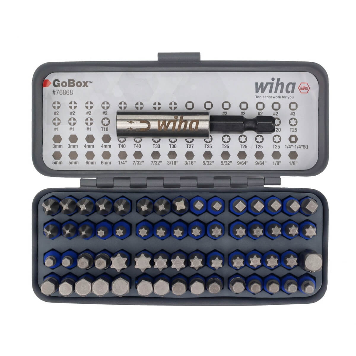WIHA 76868 - 61-Piece GoBox TerminatorBlue Impact Bit Set