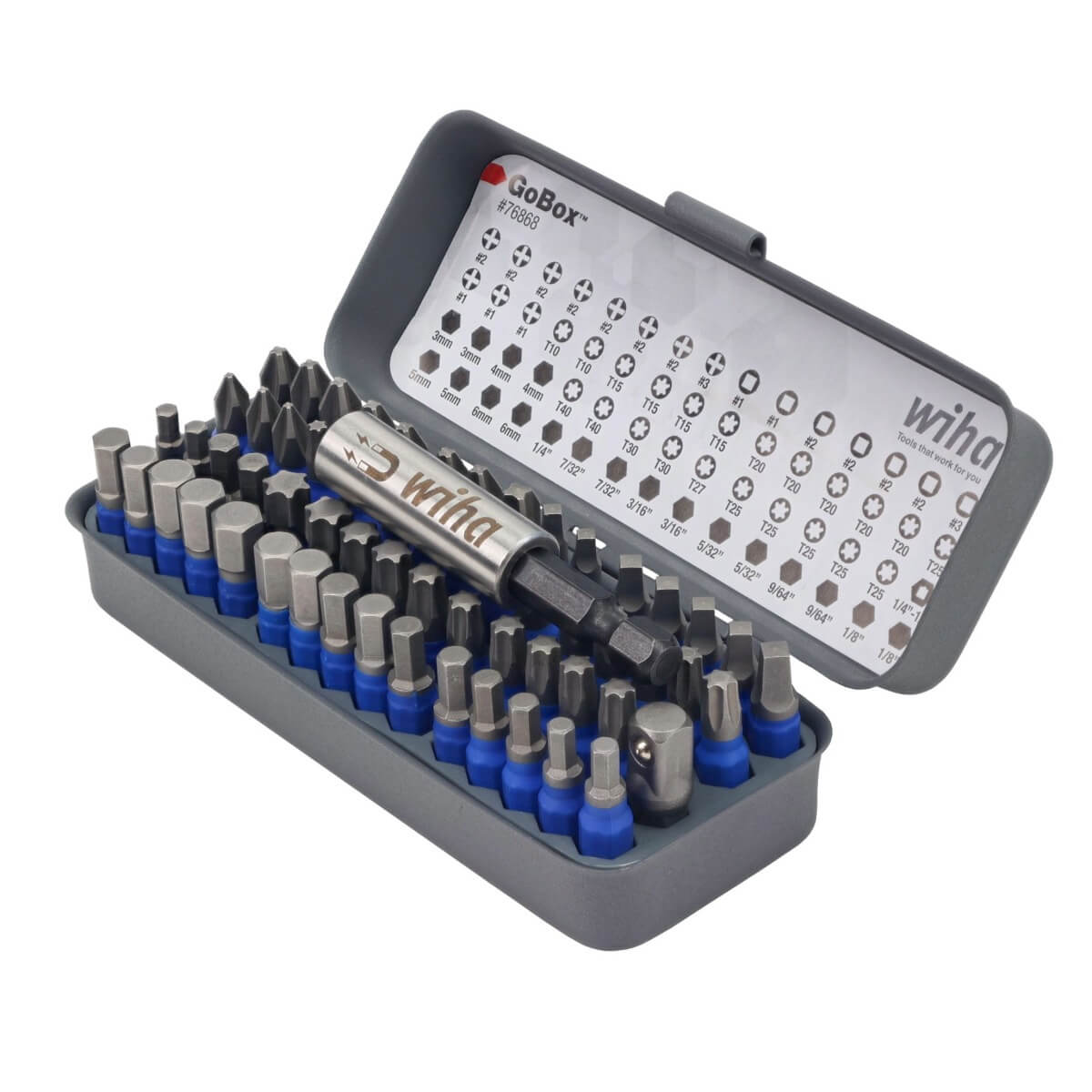 WIHA 76868 - 61-Piece GoBox TerminatorBlue Impact Bit Set