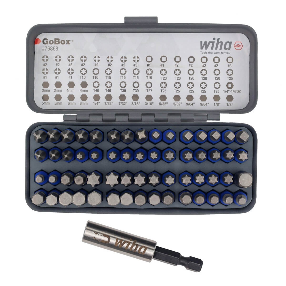 WIHA 76868 - 61-Piece GoBox TerminatorBlue Impact Bit Set