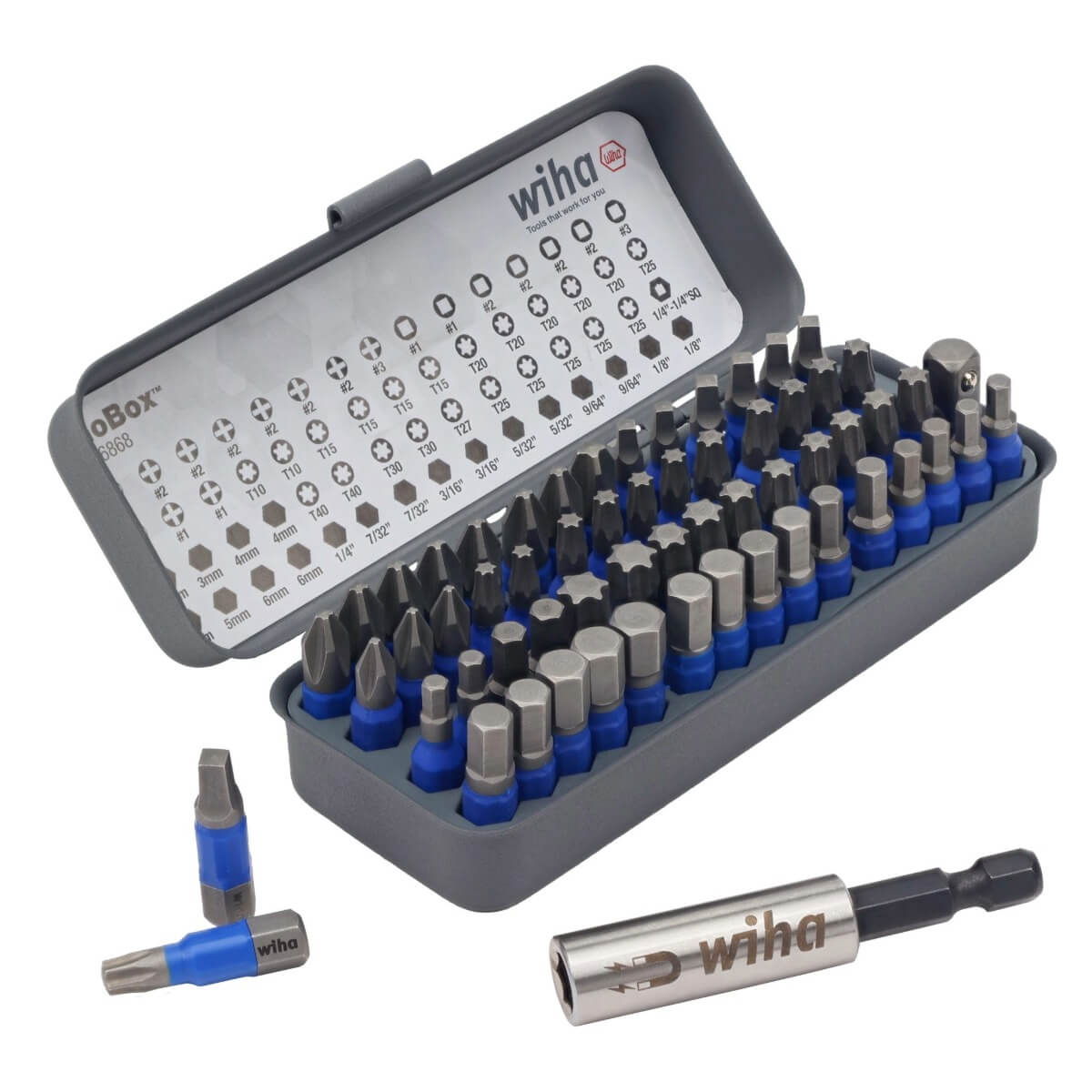 WIHA 76868 - 61-Piece GoBox TerminatorBlue Impact Bit Set