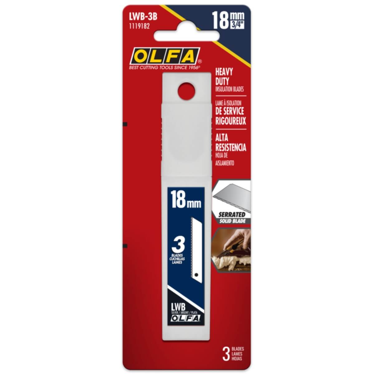 OLFA LWB-3B - 18mm Serrated-Edge Insulation Utility Blades (3-Pack)