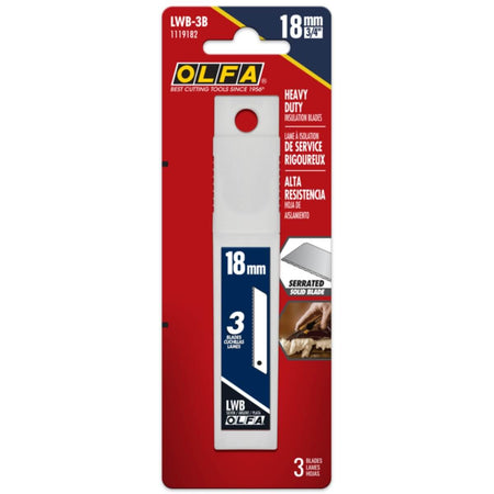 OLFA LWB-3B - 18mm Serrated-Edge Insulation Utility Blades (3-Pack)