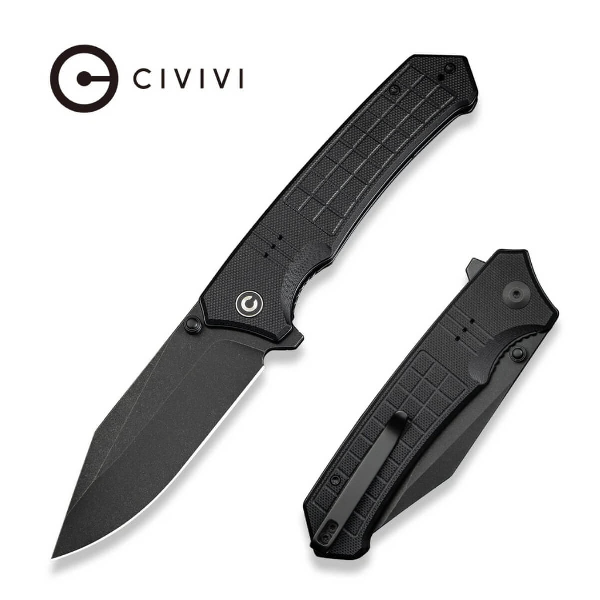 CIVIVI C23055-1 - Tacticorix Flipper & Thumb Stud Folding Knife, Black G10