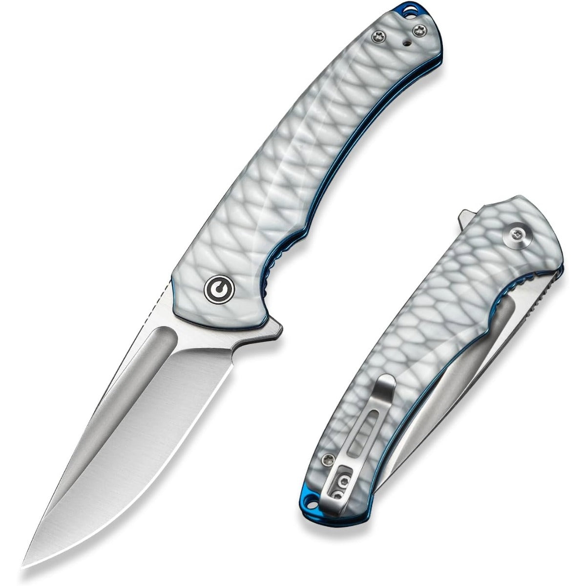 CIVIVI C24040-2 - Voidflare Flipper Knife - Satin 14C28N, Greyish White Resin