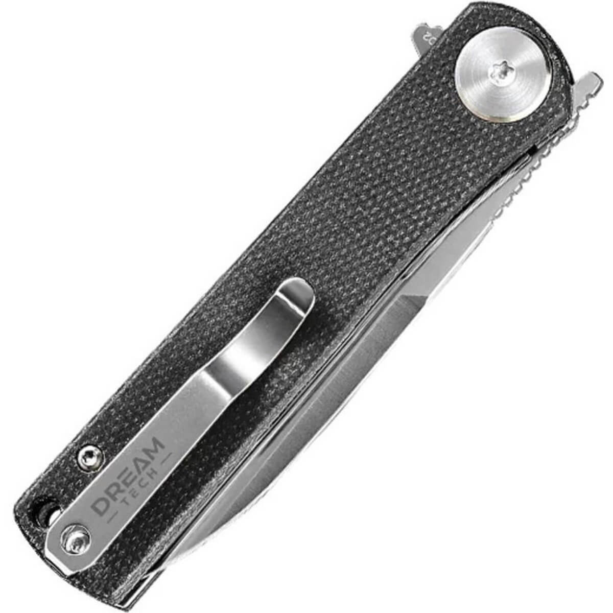 DREAMTECH DT-D3896MB - Flipper Folding Pocket Knife - Black Micarta Handle