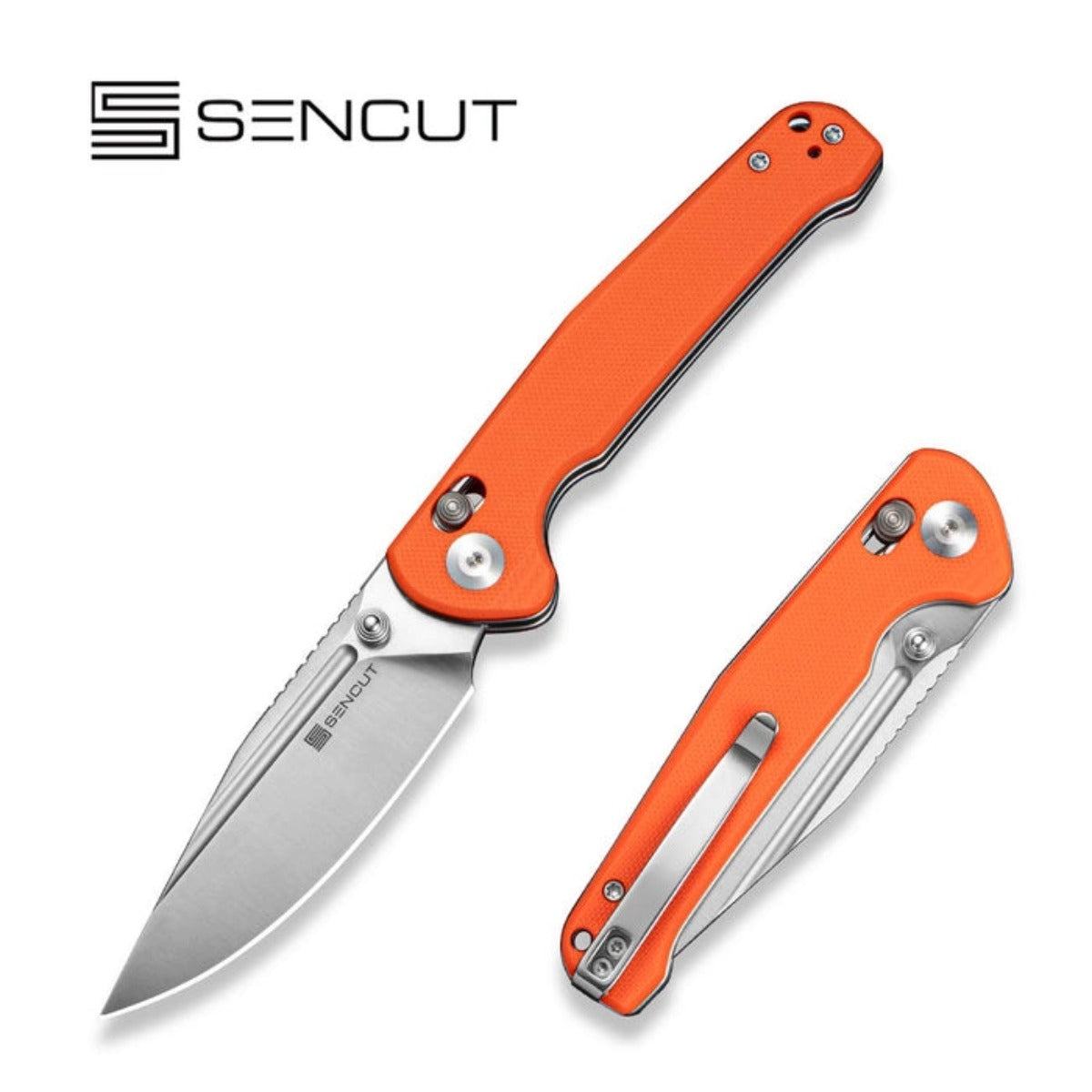 SENCUT SEN-S25046-1 Glenspar Crossbar Lock Folding Knife - Orange G10 Handle